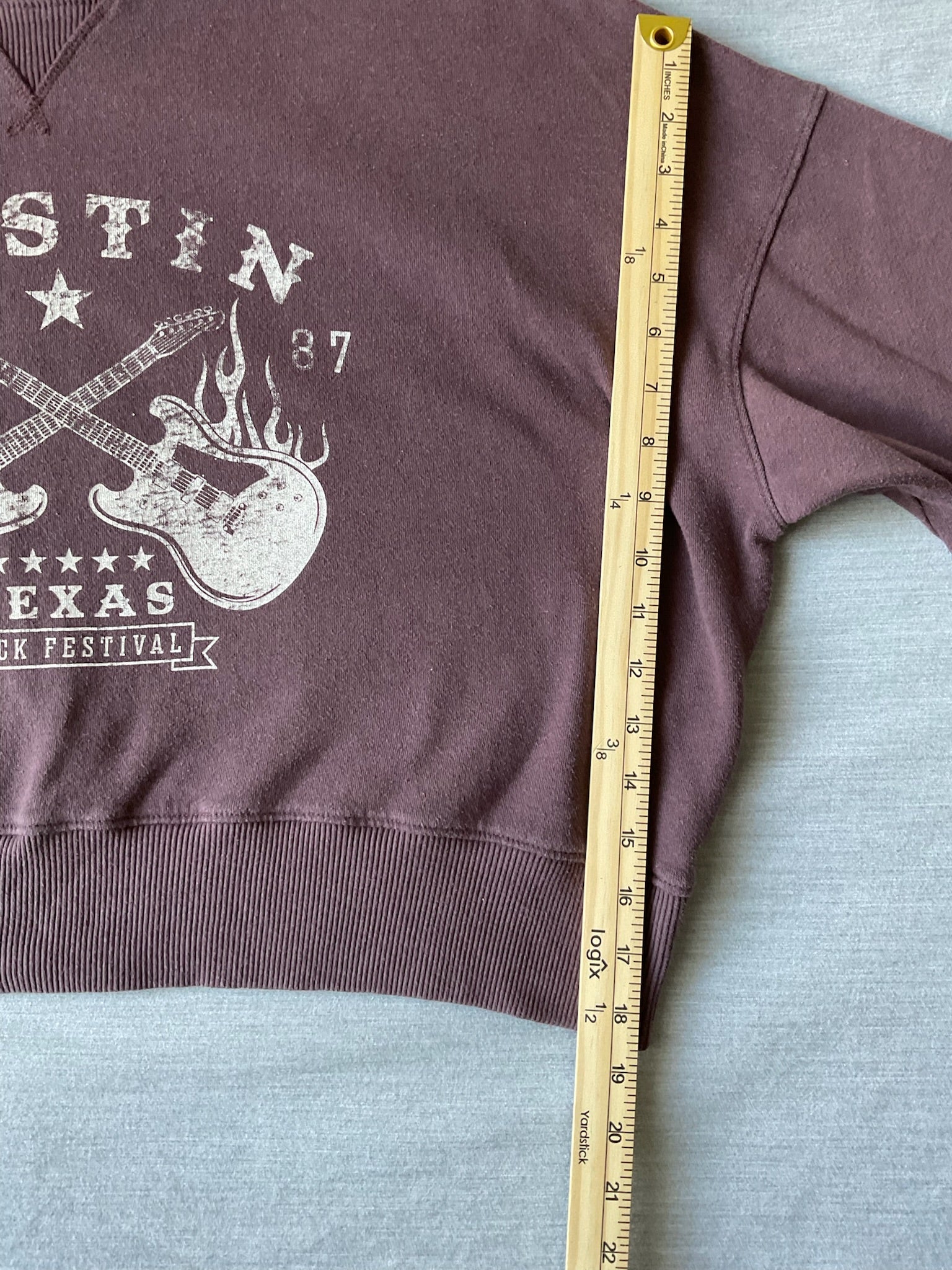 Aeropostale Women's Graphic Crew Neck Sweatshirt - Maroon Austin Print
