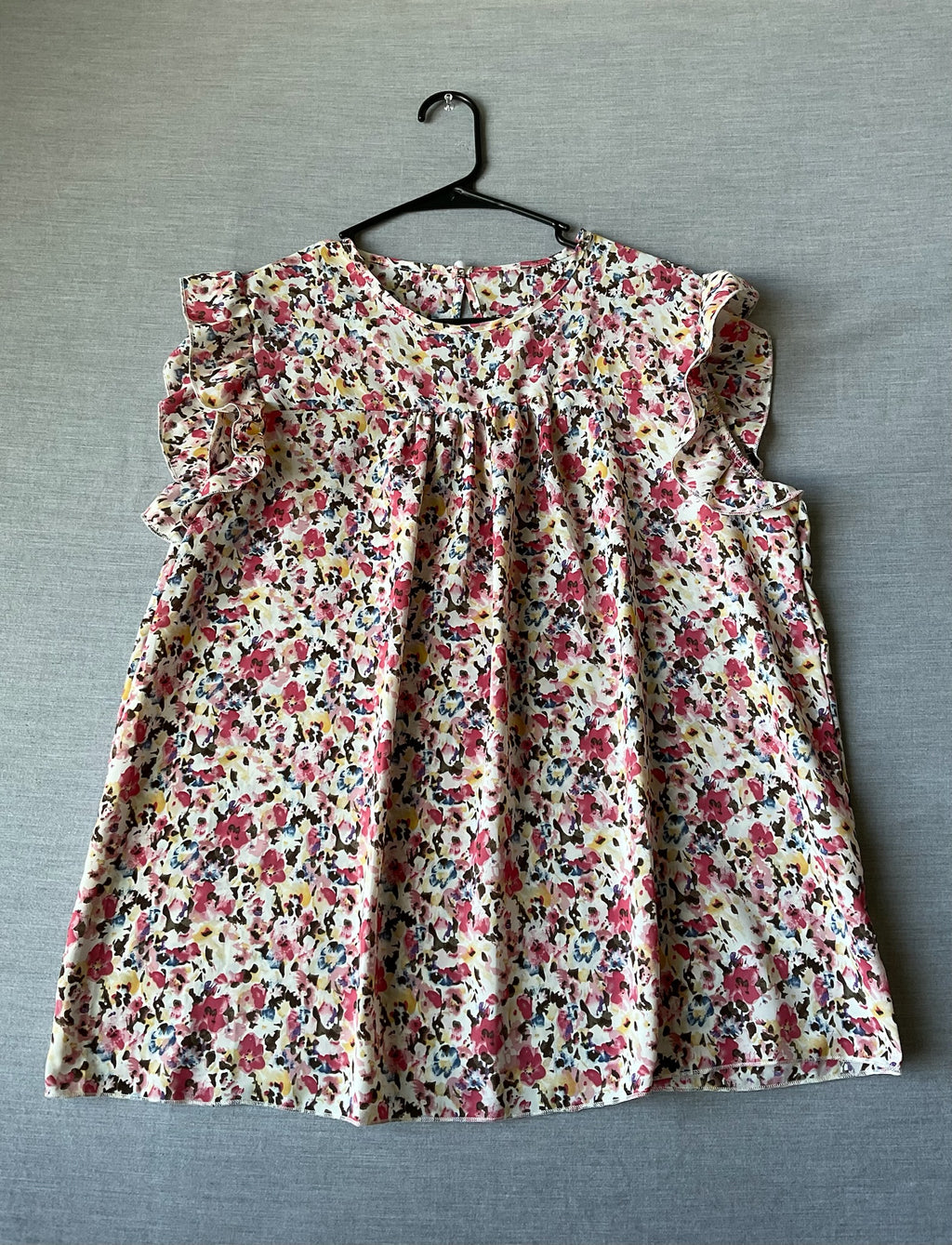 Women's Ruffle Flower Print Shirt Size X Large