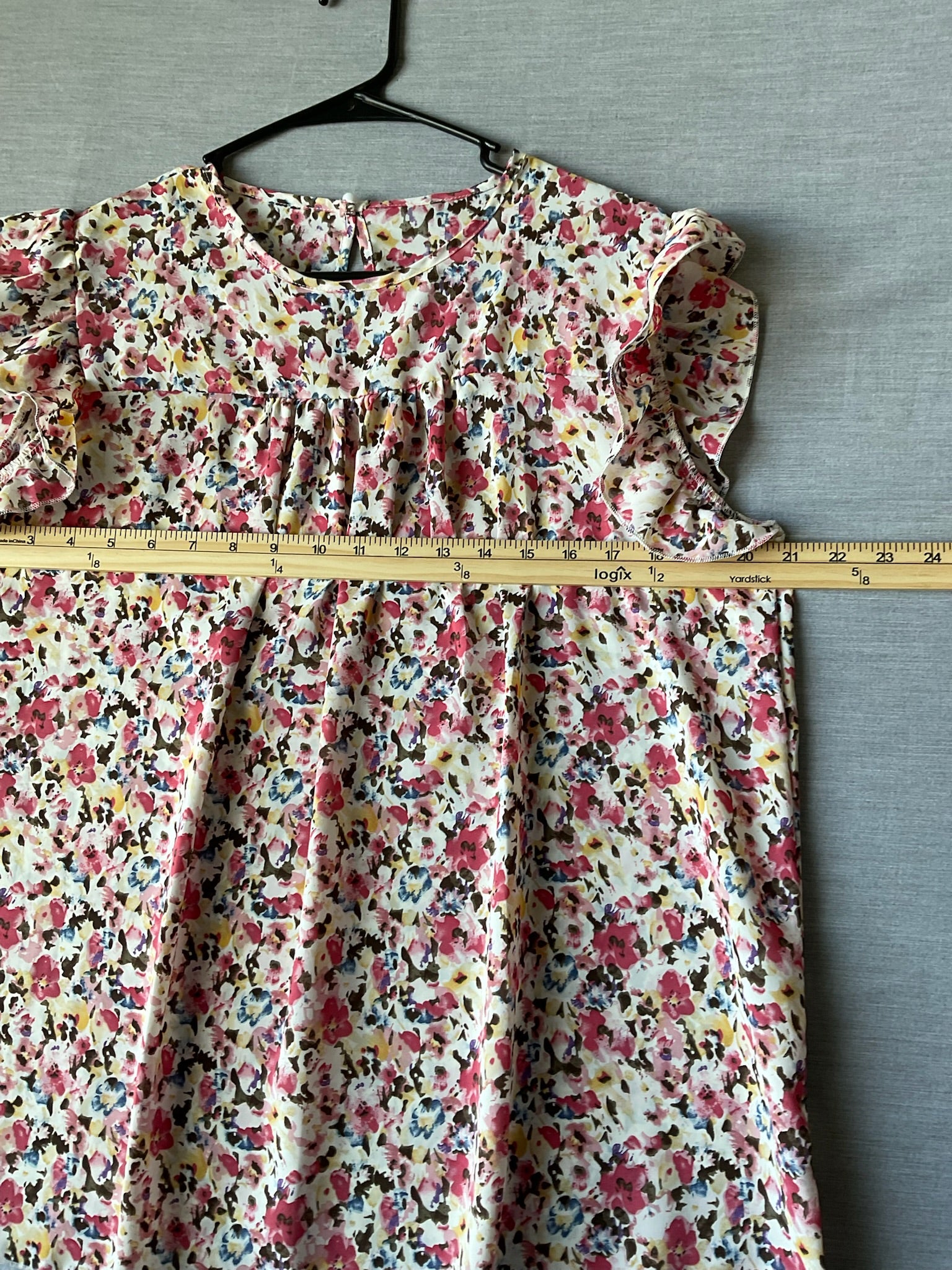 Women's Ruffle Flower Print Shirt Size X Large