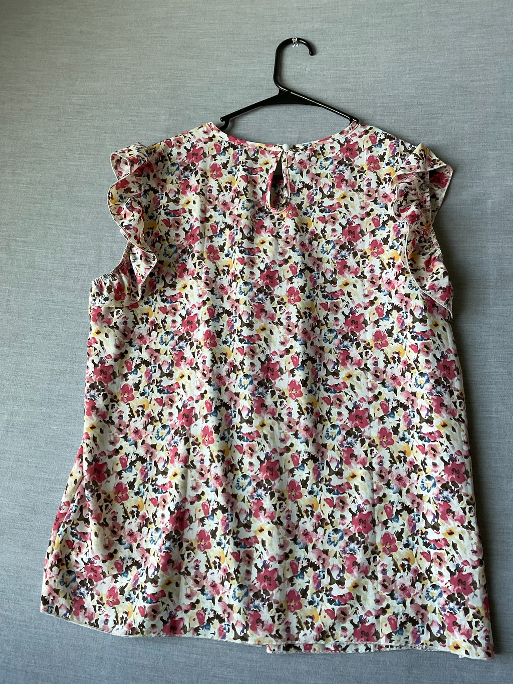 Women's Ruffle Flower Print Shirt Size X Large