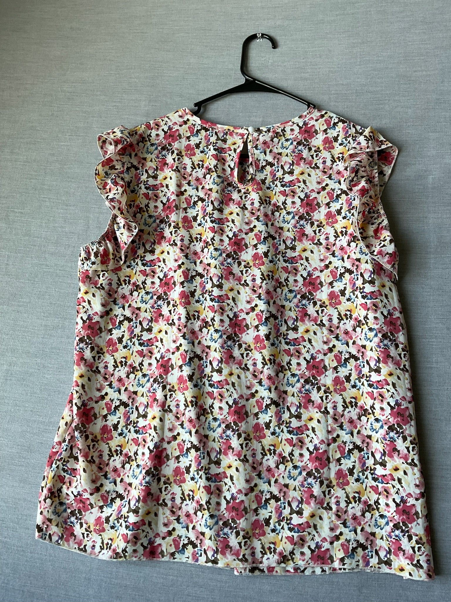 Women's Ruffle Flower Print Shirt Size X Large