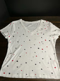 Tommy Hilfiger Women’s Star Print Short Sleeve Tee – White, Size Large