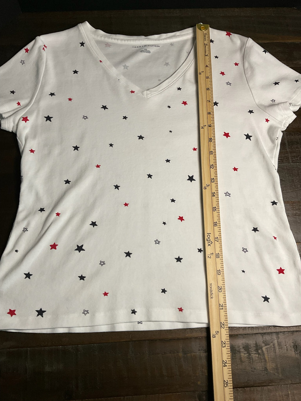 Tommy Hilfiger Women’s Star Print Short Sleeve Tee – White, Size Large