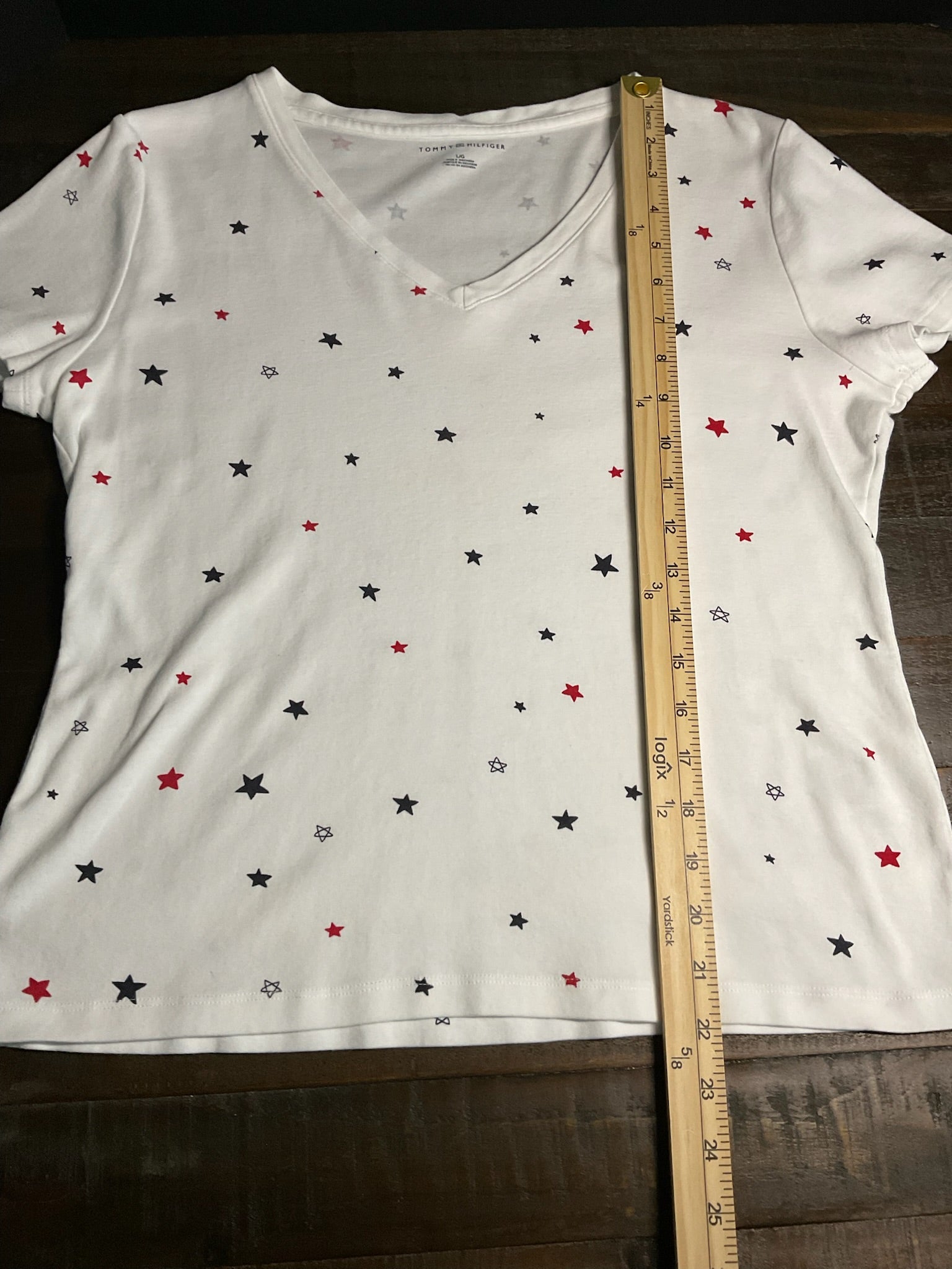 Tommy Hilfiger Women’s Star Print Short Sleeve Tee – White, Size Large