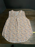 Women's V Neck Sleeveless Flower Print Shirt Size Large