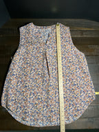 Women's V Neck Sleeveless Flower Print Shirt Size Large