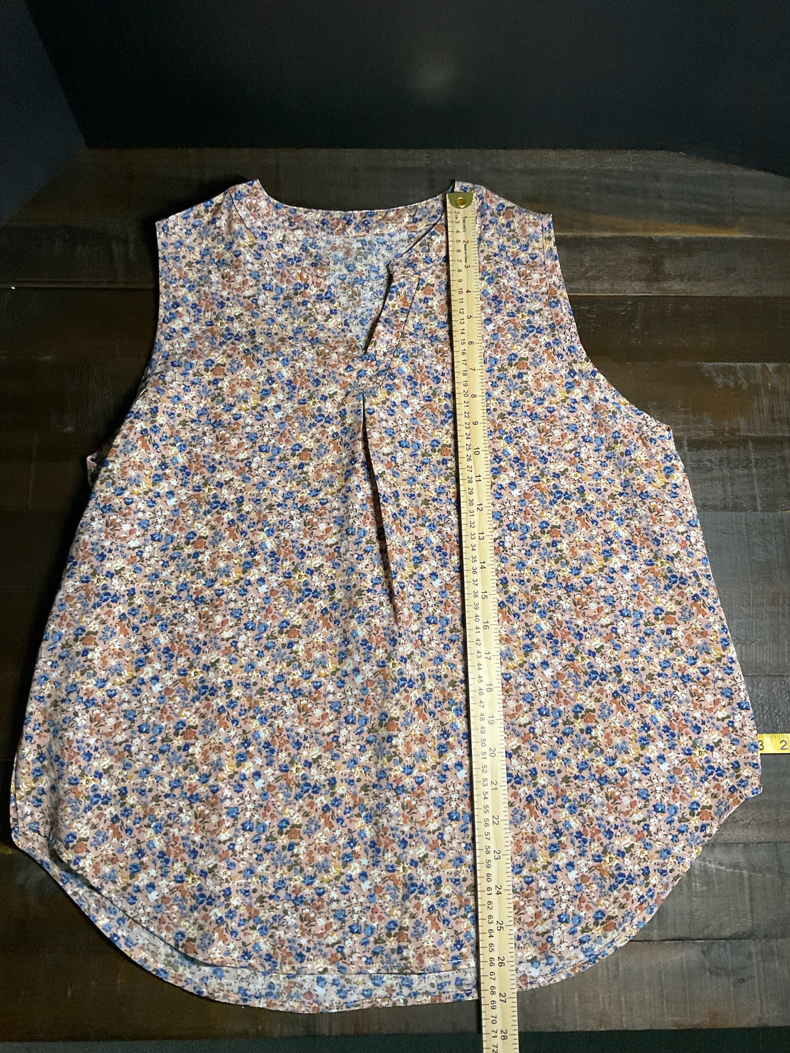 Women's V Neck Sleeveless Flower Print Shirt Size Large