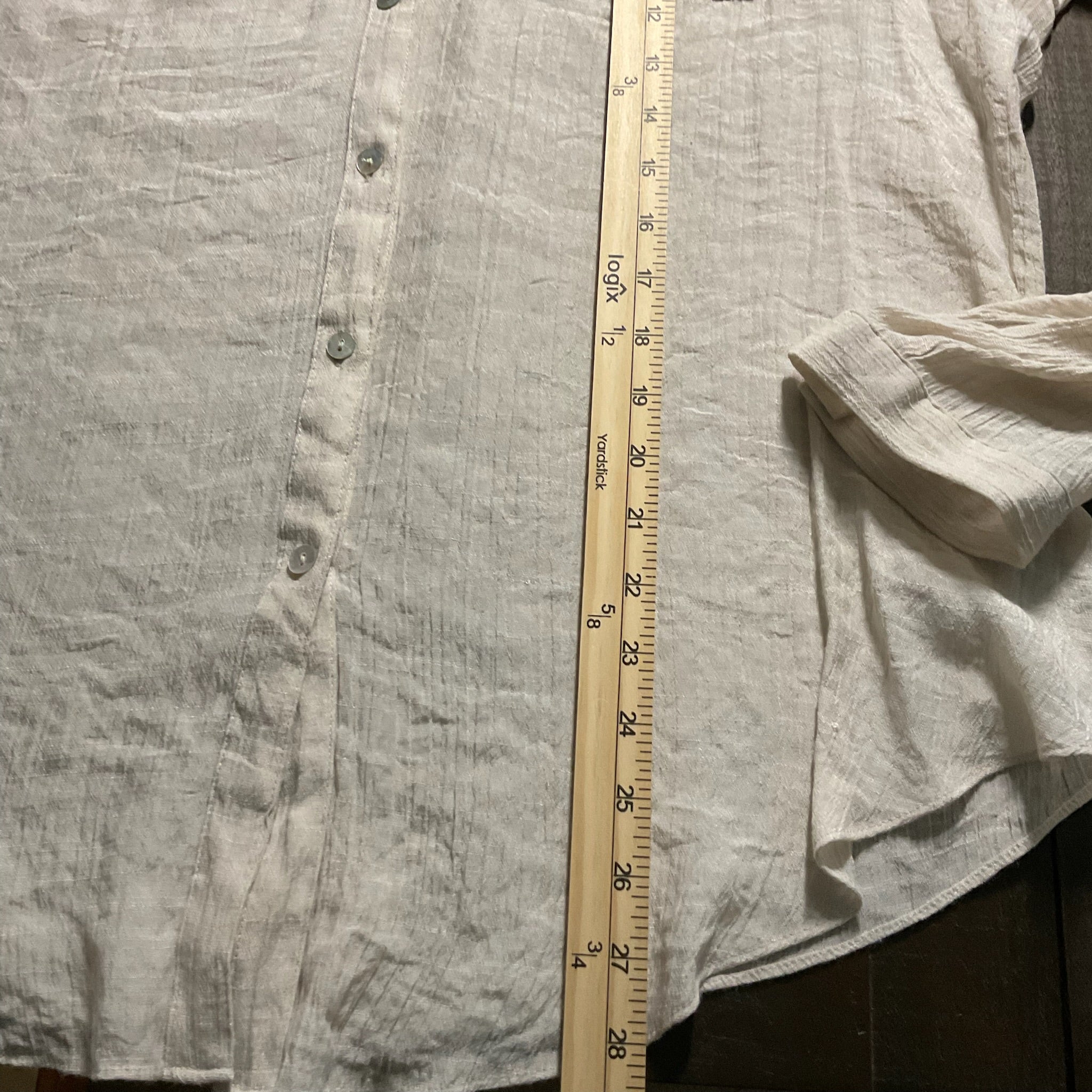 Zac and Rachel Women's Long Sleeve Button Up Gauze Beige Blouse. Size Large