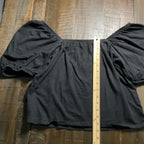 Old Navy Women's Short, Short Puff Sleeve Cotton Shirt. Black, Size large