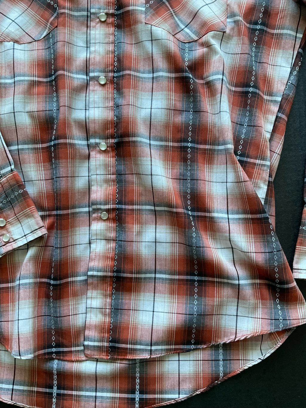 Ely Cattleman Men's Button Up Long Sleeve Burnt Orange Plaid Shirt.