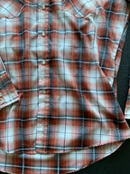 Ely Cattleman Men's Button Up Long Sleeve Burnt Orange Plaid Shirt.