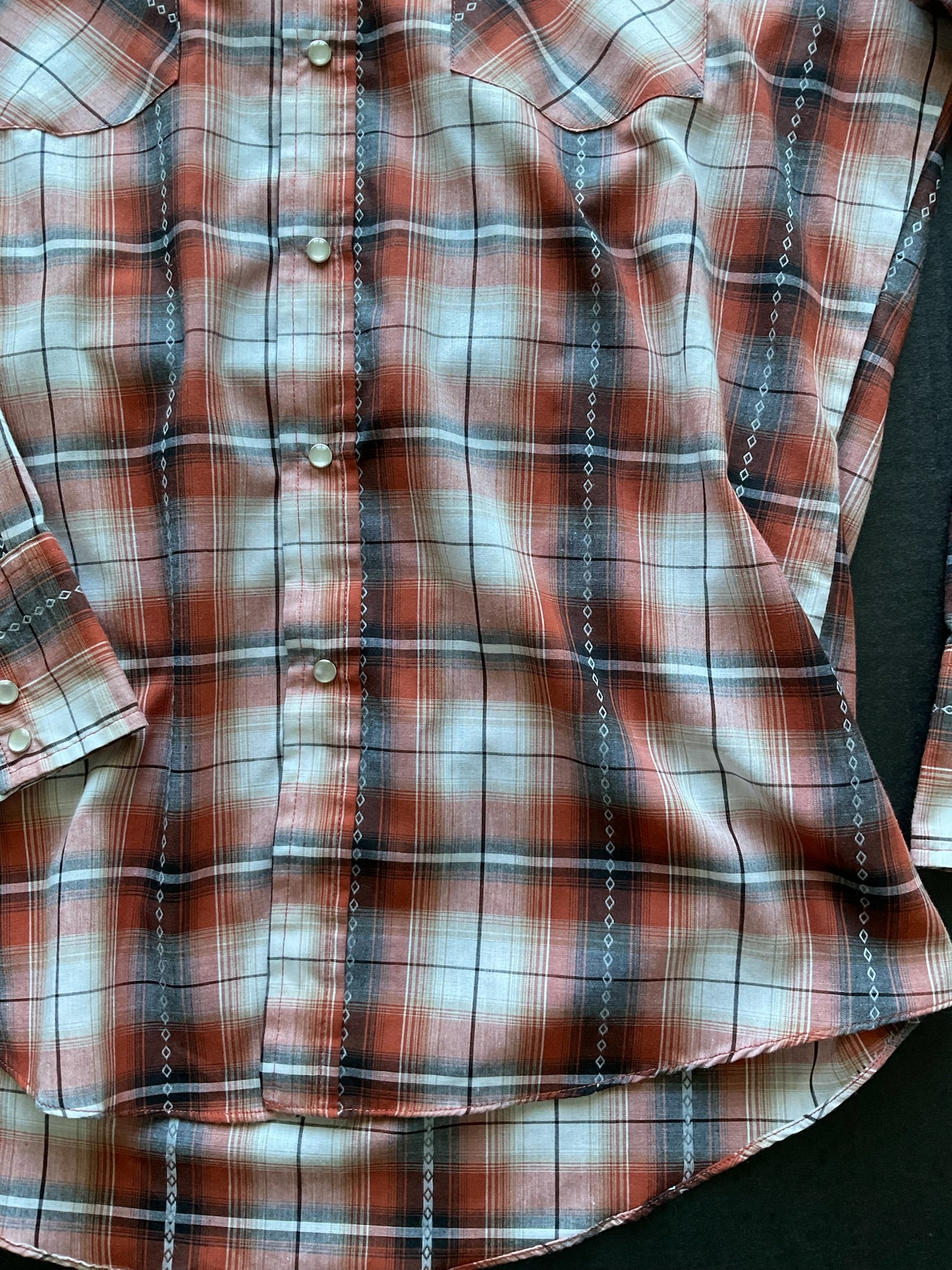 Ely Cattleman Men's Button Up Long Sleeve Burnt Orange Plaid Shirt.