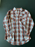 Ely Cattleman Men's Button Up Long Sleeve Burnt Orange Plaid Shirt.