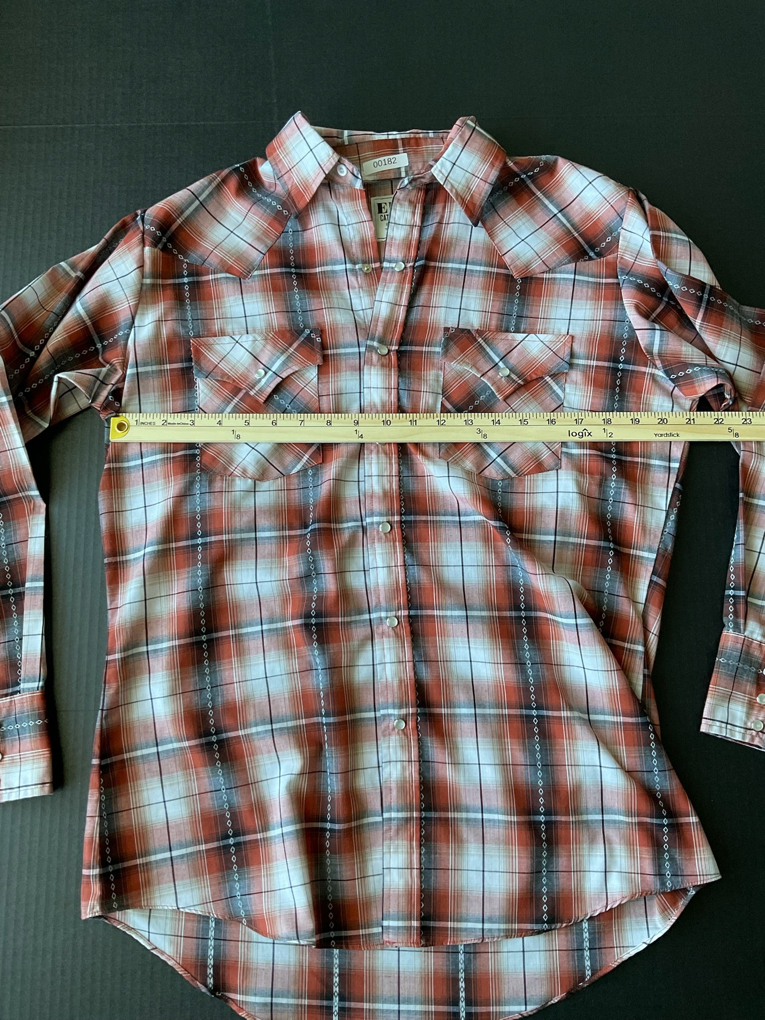 Ely Cattleman Men's Button Up Long Sleeve Burnt Orange Plaid Shirt.