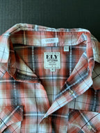 Ely Cattleman Men's Button Up Long Sleeve Burnt Orange Plaid Shirt.