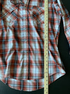 Ely Cattleman Men's Button Up Long Sleeve Burnt Orange Plaid Shirt.
