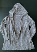 Pink Rose Women's Long Sleeve Cardigan in Burgundy and White. Size Medium