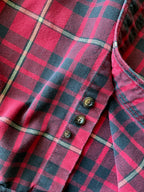 Eddie Bauer Men's Long Sleeve Button Up Red, Black Cream Plaid. Size Large