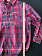 Eddie Bauer Men's Long Sleeve Button Up Red, Black Cream Plaid. Size Large