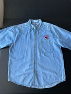 New Orleans Short Sleeve Button Up Denim Shirt. Size Large