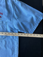 New Orleans Short Sleeve Button Up Denim Shirt. Size Large