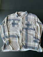 Spice Rose Women's Long Sleeve Button Down Cream, Tan, Black Shirt. Size Medium