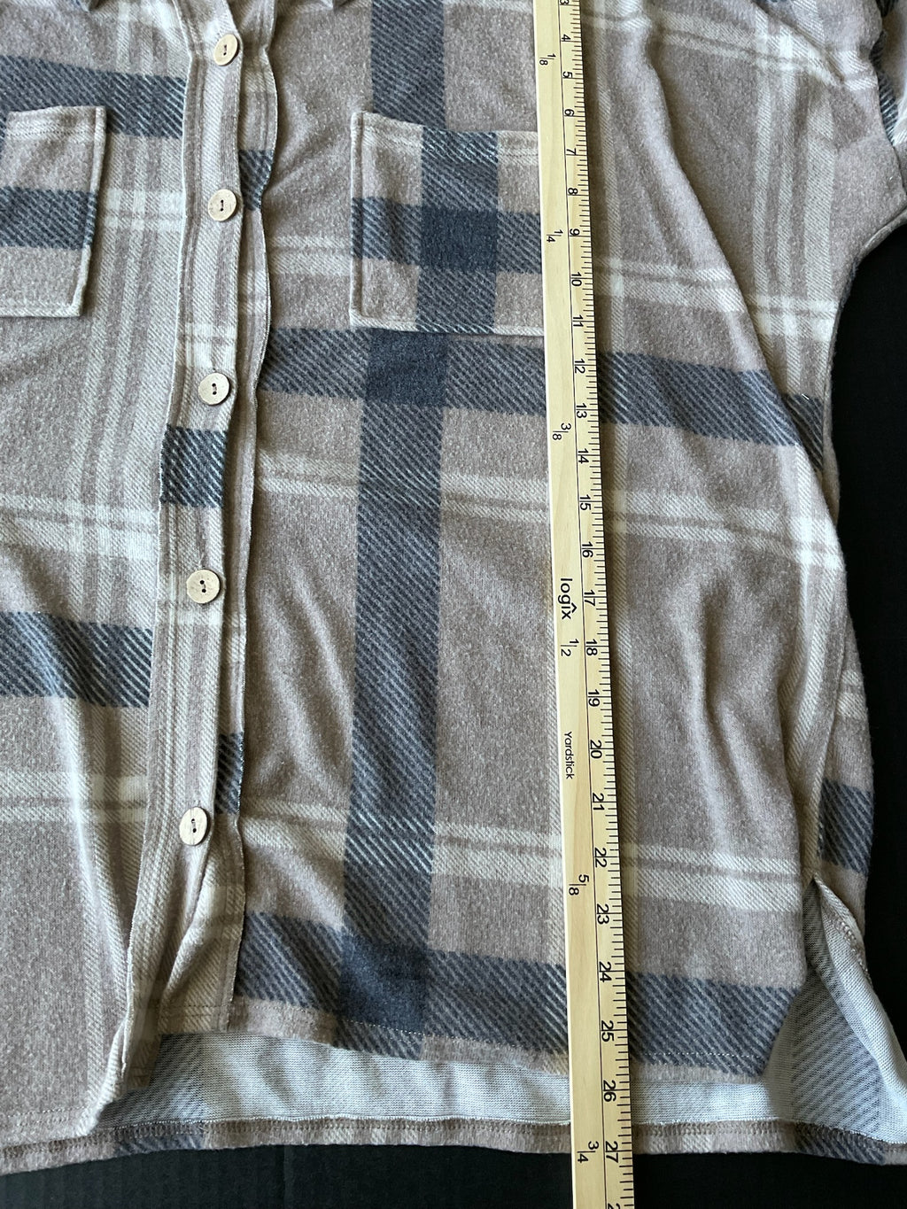 Spice Rose Women's Long Sleeve Button Down Cream, Tan, Black Shirt. Size Medium
