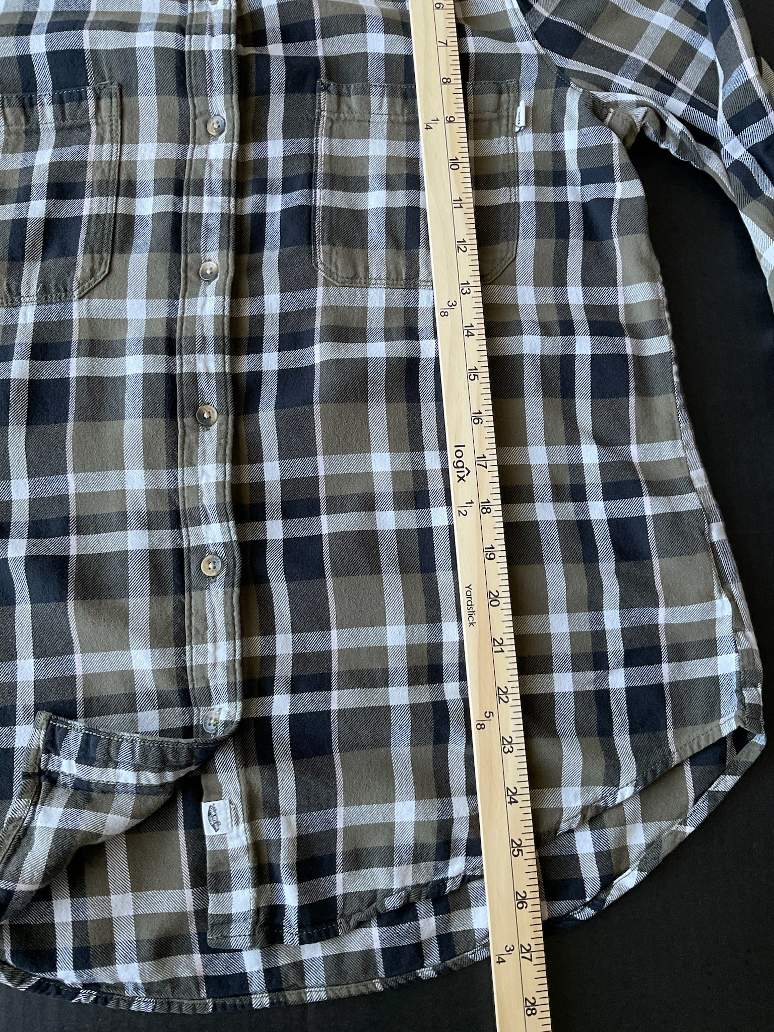 Vans Men's Long Sleeve Button Up Green Black and white Shirt. Size X-Large