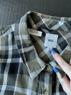 Vans Men's Long Sleeve Button Up Green Black and white Shirt. Size X-Large