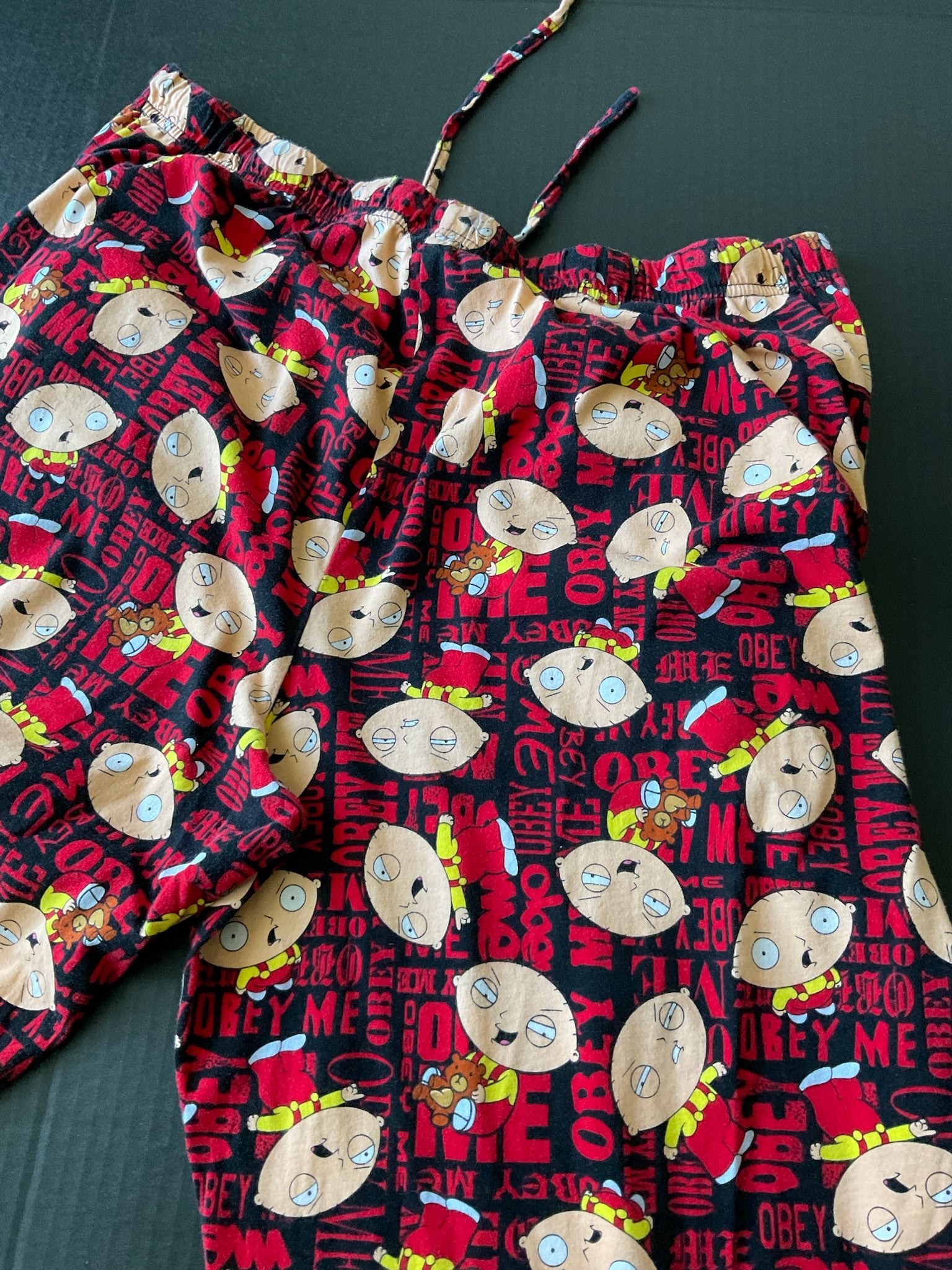 Family Guy Men's Lounge Pants Obey Me in Red Size X Large 100% Cotton
