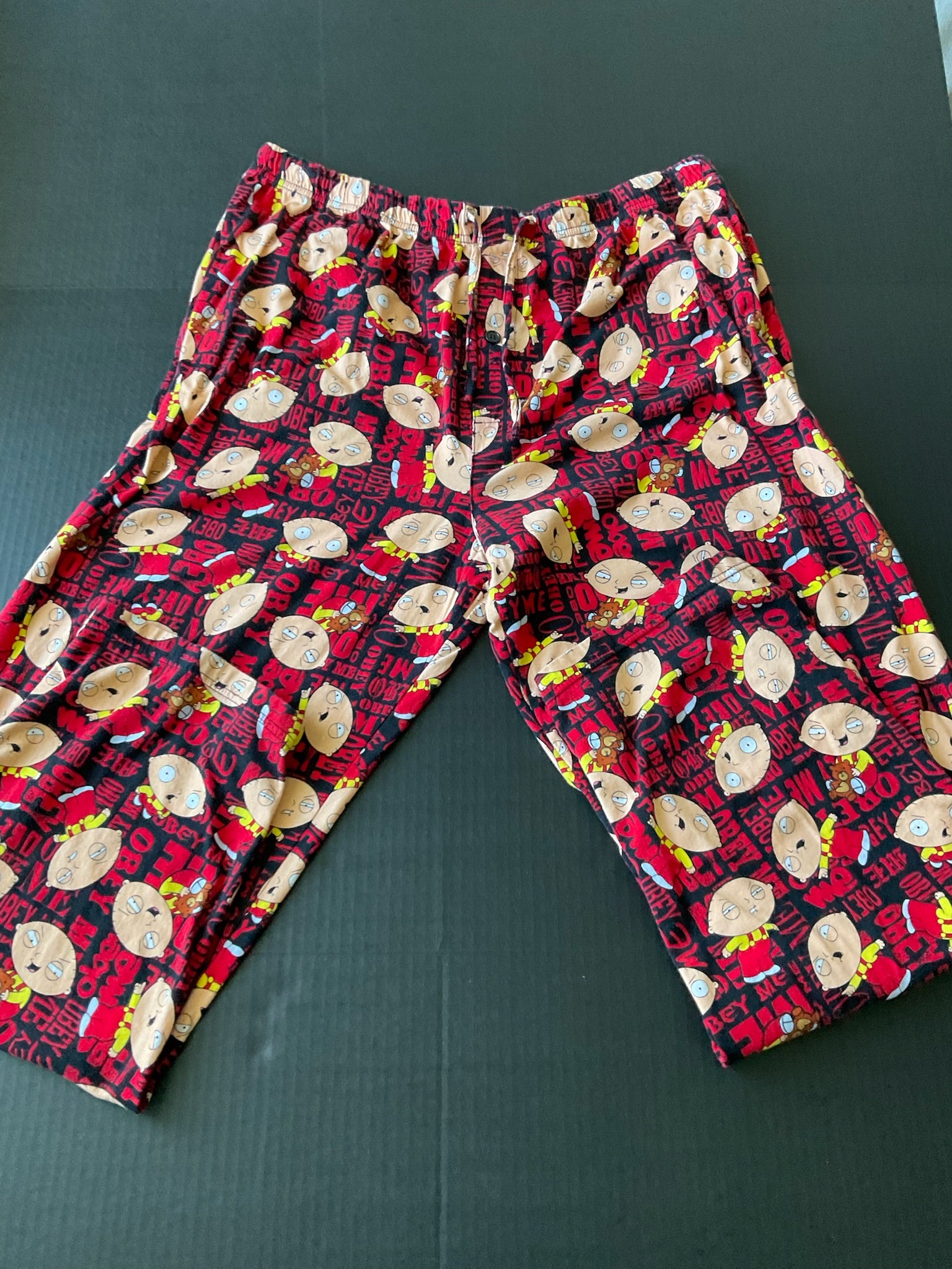 Family Guy Men's Lounge Pants Obey Me in Red Size X Large 100% Cotton