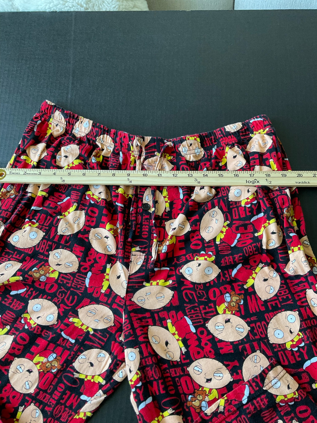 Family Guy Men's Lounge Pants Obey Me in Red Size X Large 100% Cotton