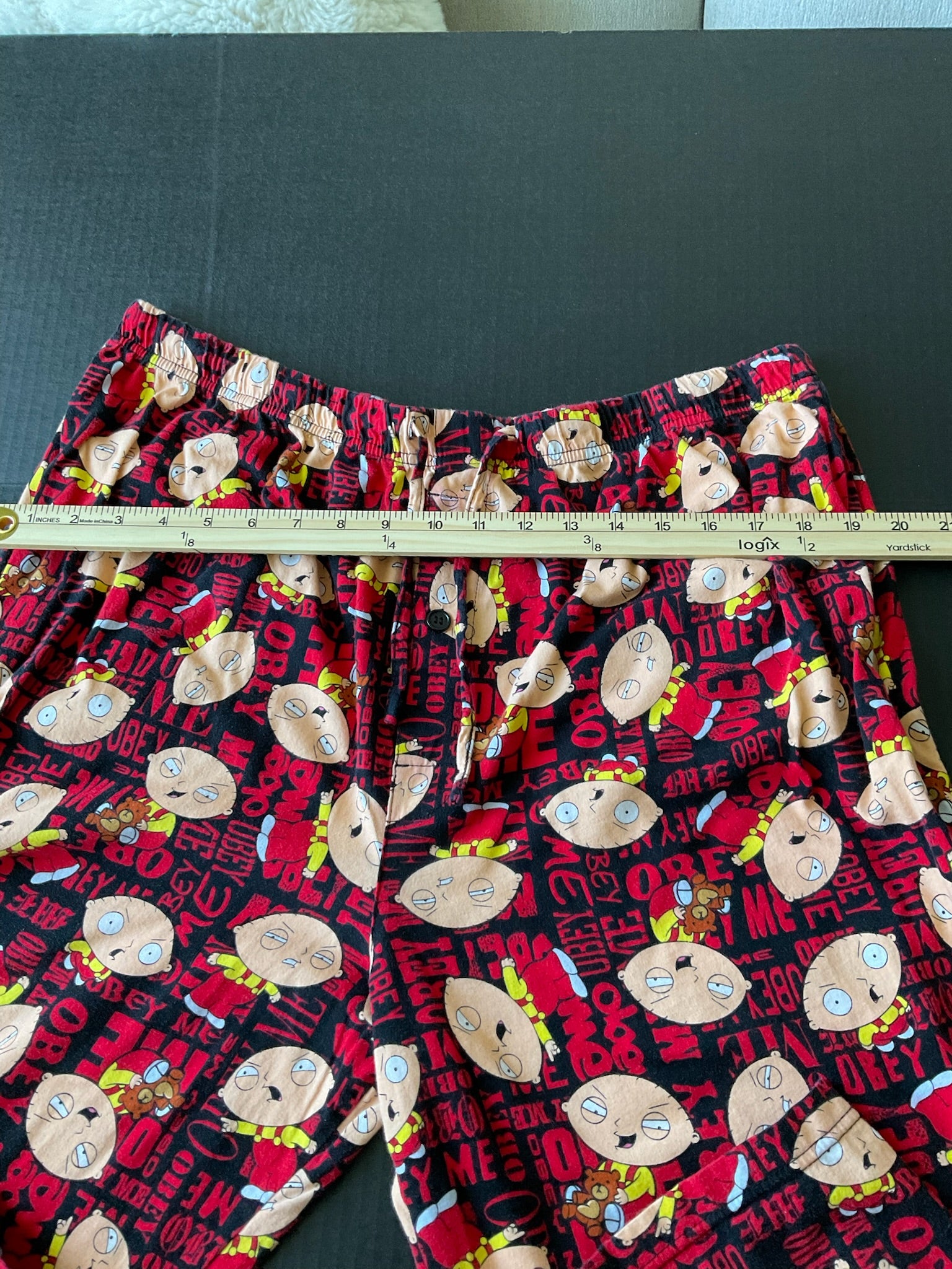 Family Guy Men's Lounge Pants Obey Me in Red Size X Large 100% Cotton