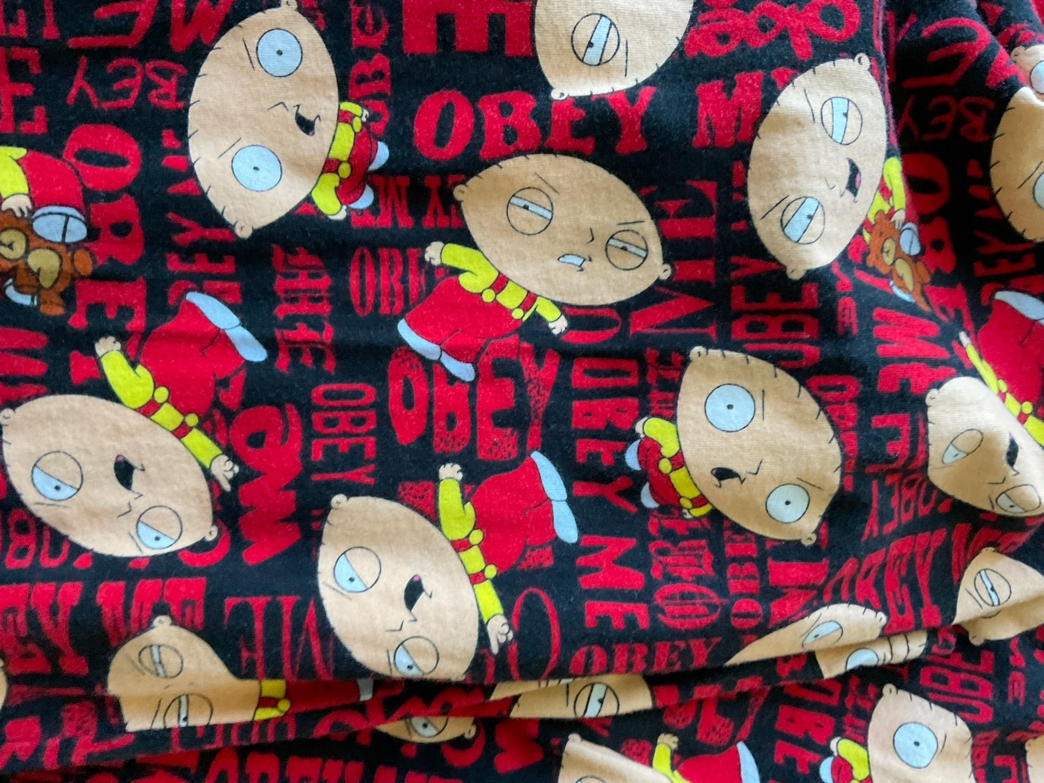 Family Guy Men's Lounge Pants Obey Me in Red Size X Large 100% Cotton