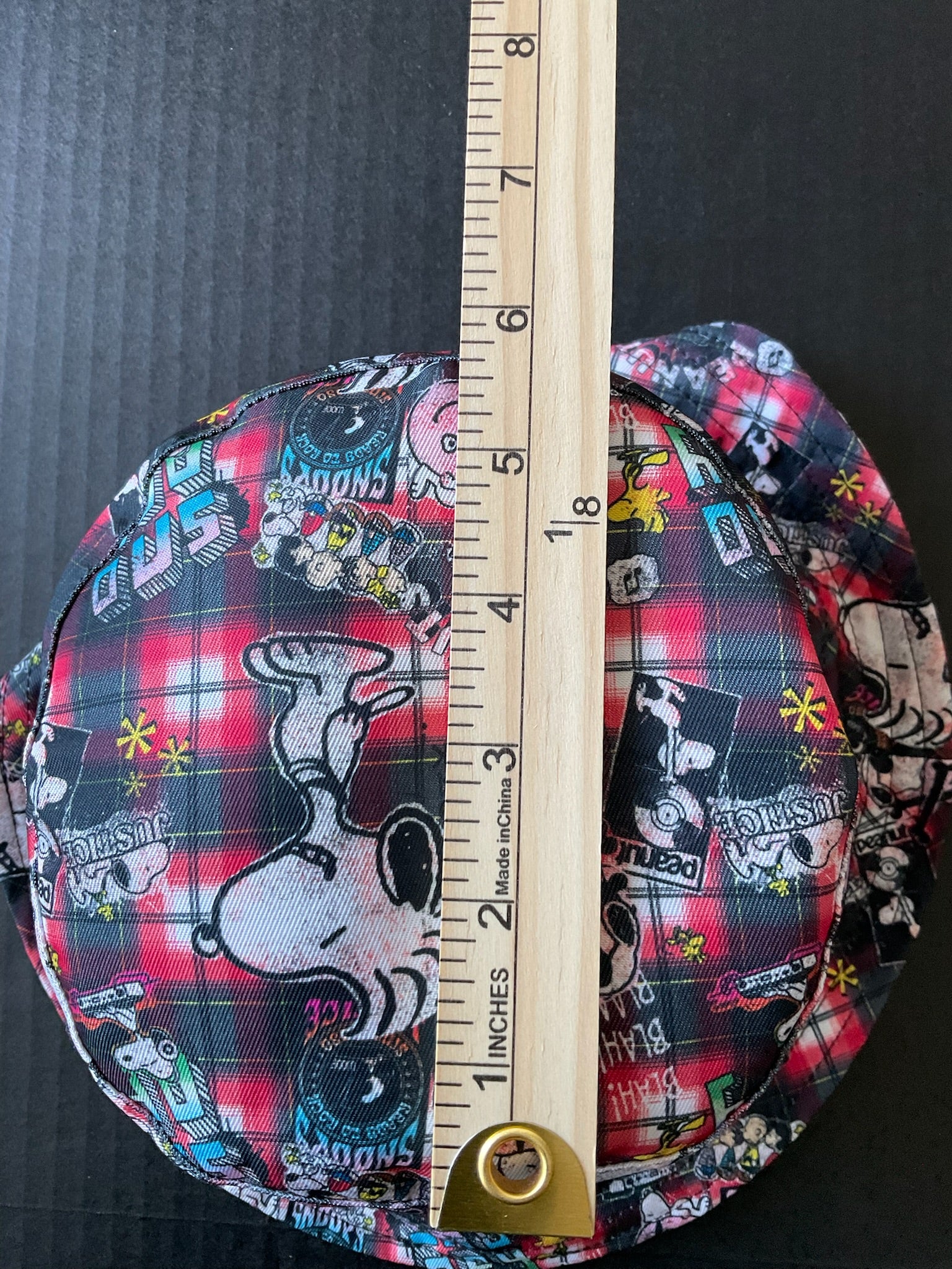 Justice Snoopy Bucket Hat Black Red Print. Size Small Medium