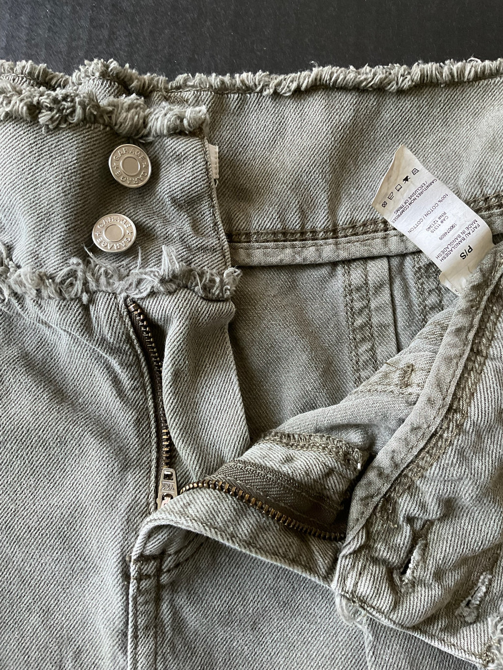 Garage Women's Olive Denim Mini Short Skirt Size P Small Casual Utility Jean