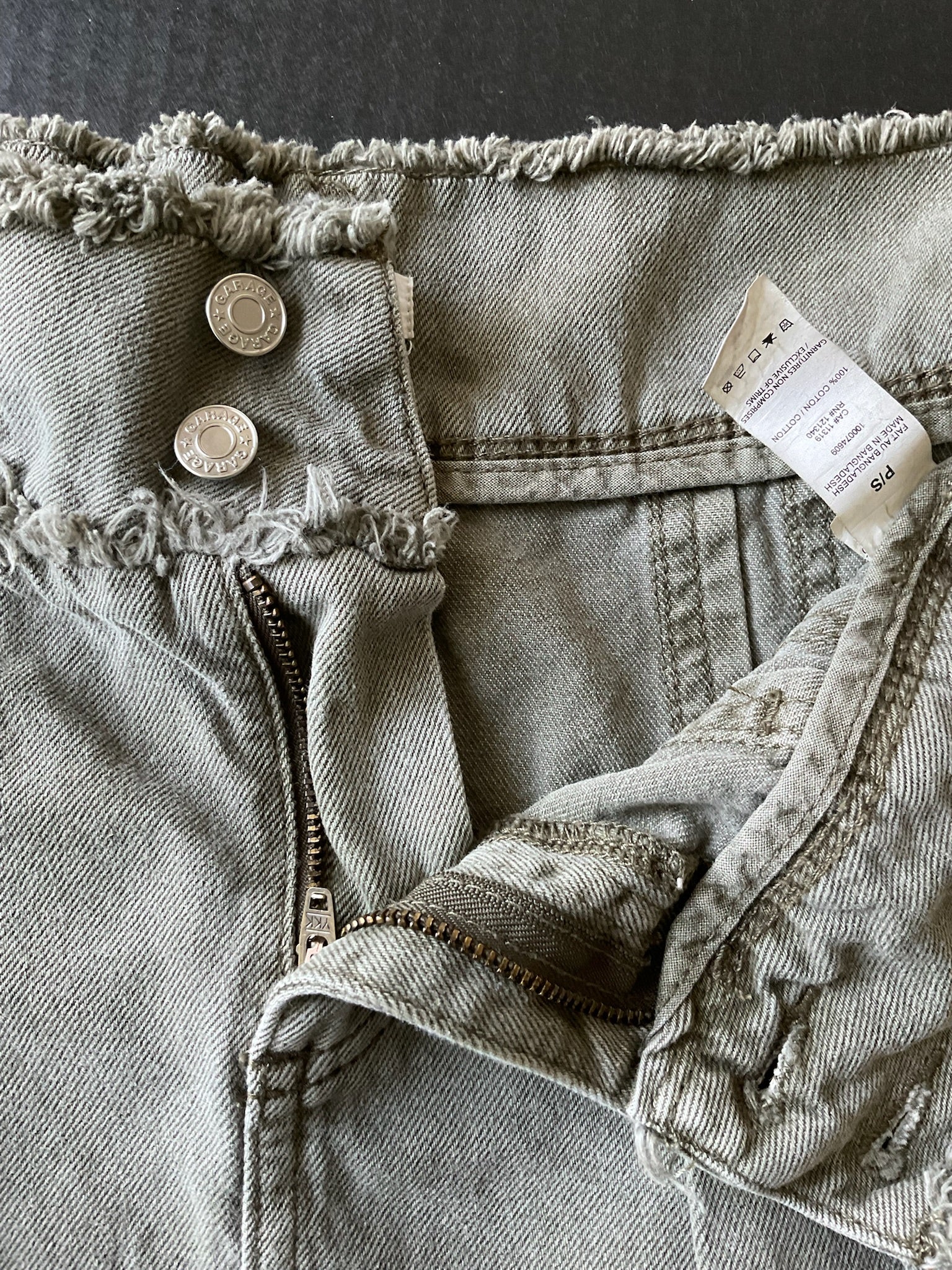 Garage Women's Olive Denim Mini Short Skirt Size P Small Casual Utility Jean