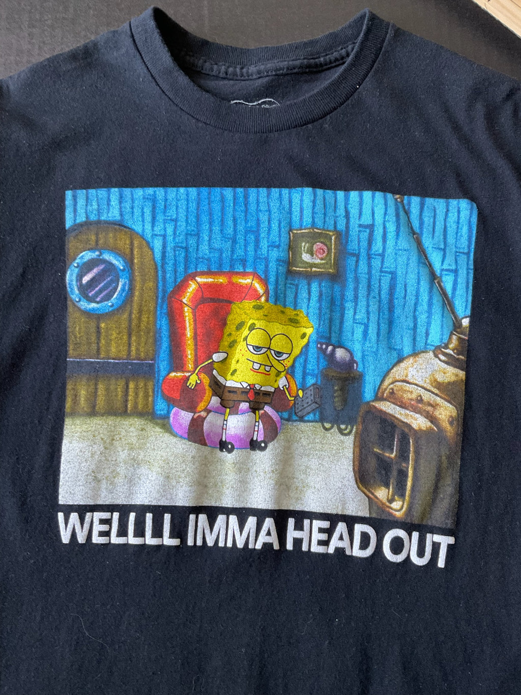 Nickelodeon Sponge Bob Square Pants Adult Black Cotton T Size Small
