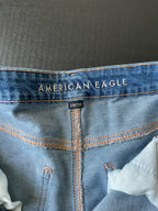 American Eagle Women's Mom Straight Leg Distressed Blue Denim Jeans Size 12