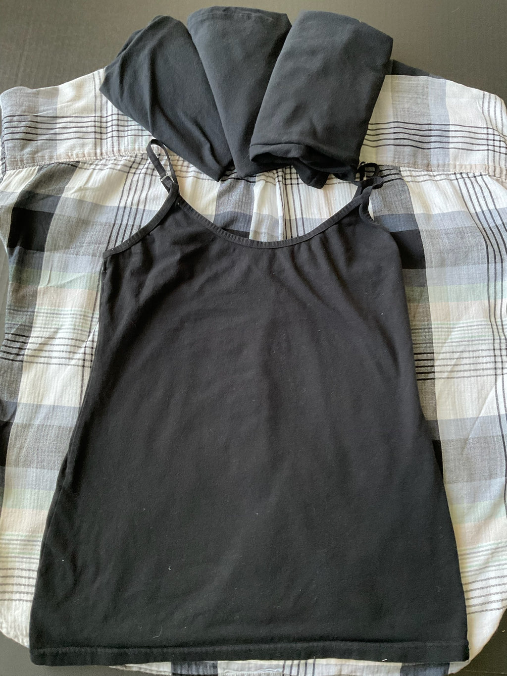 Women's Cotton Stretch Camisole Tank Top Black (Size Large)