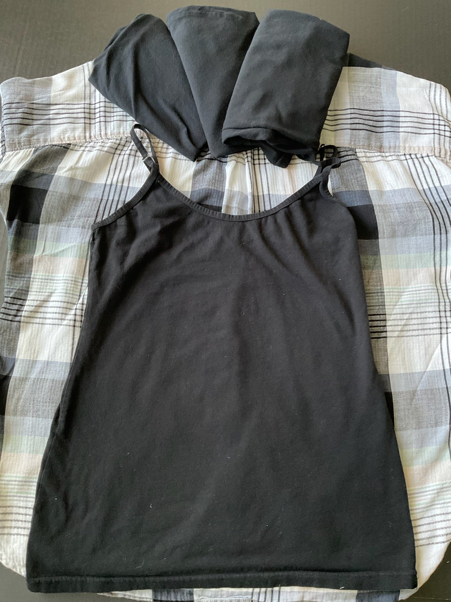 Women's Cotton Stretch Camisole Tank Top Black (Size Large)