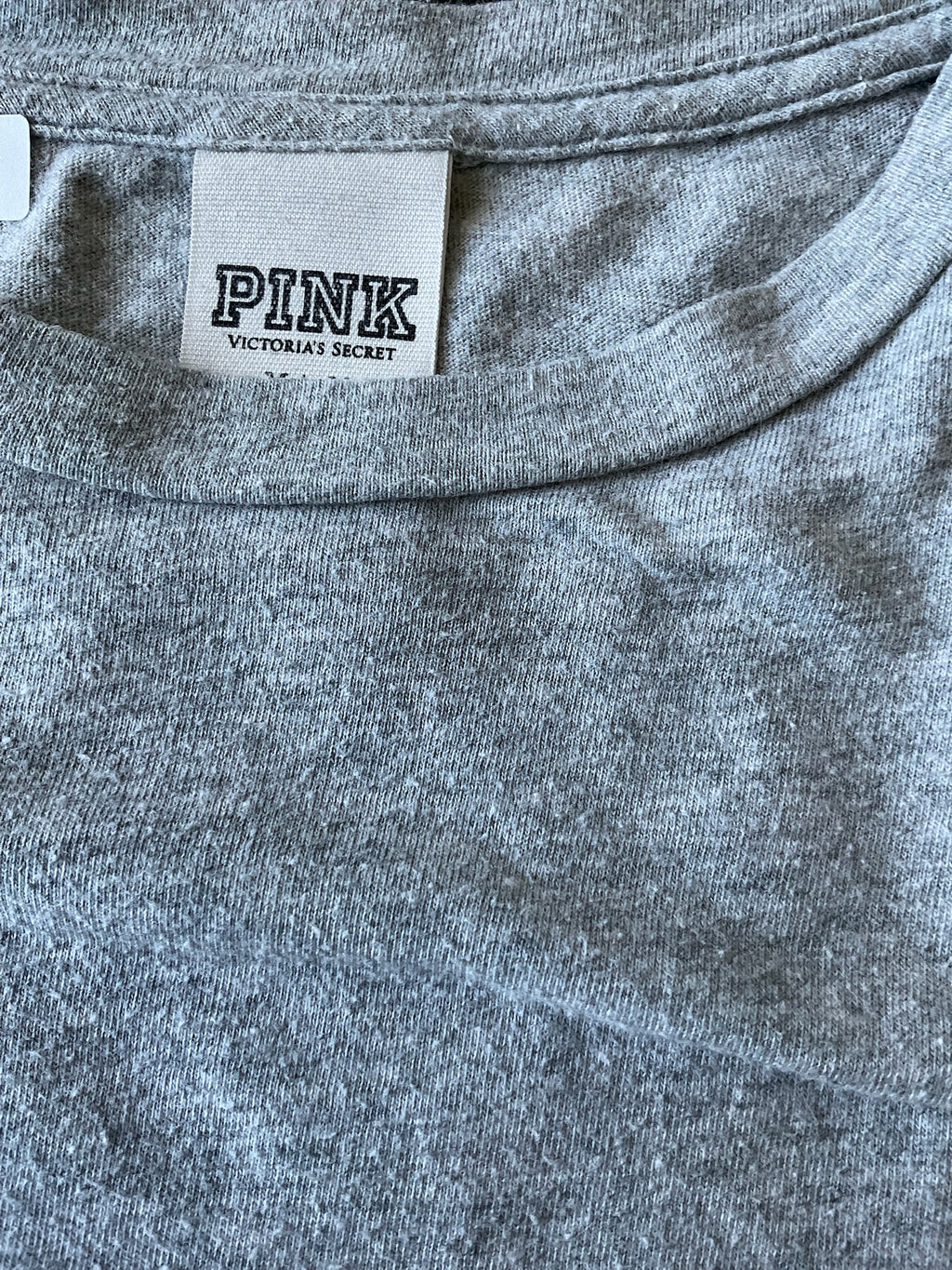 Victoria Secret PINK Women's Campus Crew Short Sleeve Gray T Shirt with Gold Sequins on back. Size Medium.