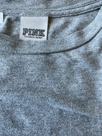 Victoria Secret PINK Women's Campus Crew Short Sleeve Gray T Shirt with Gold Sequins on back. Size Medium.