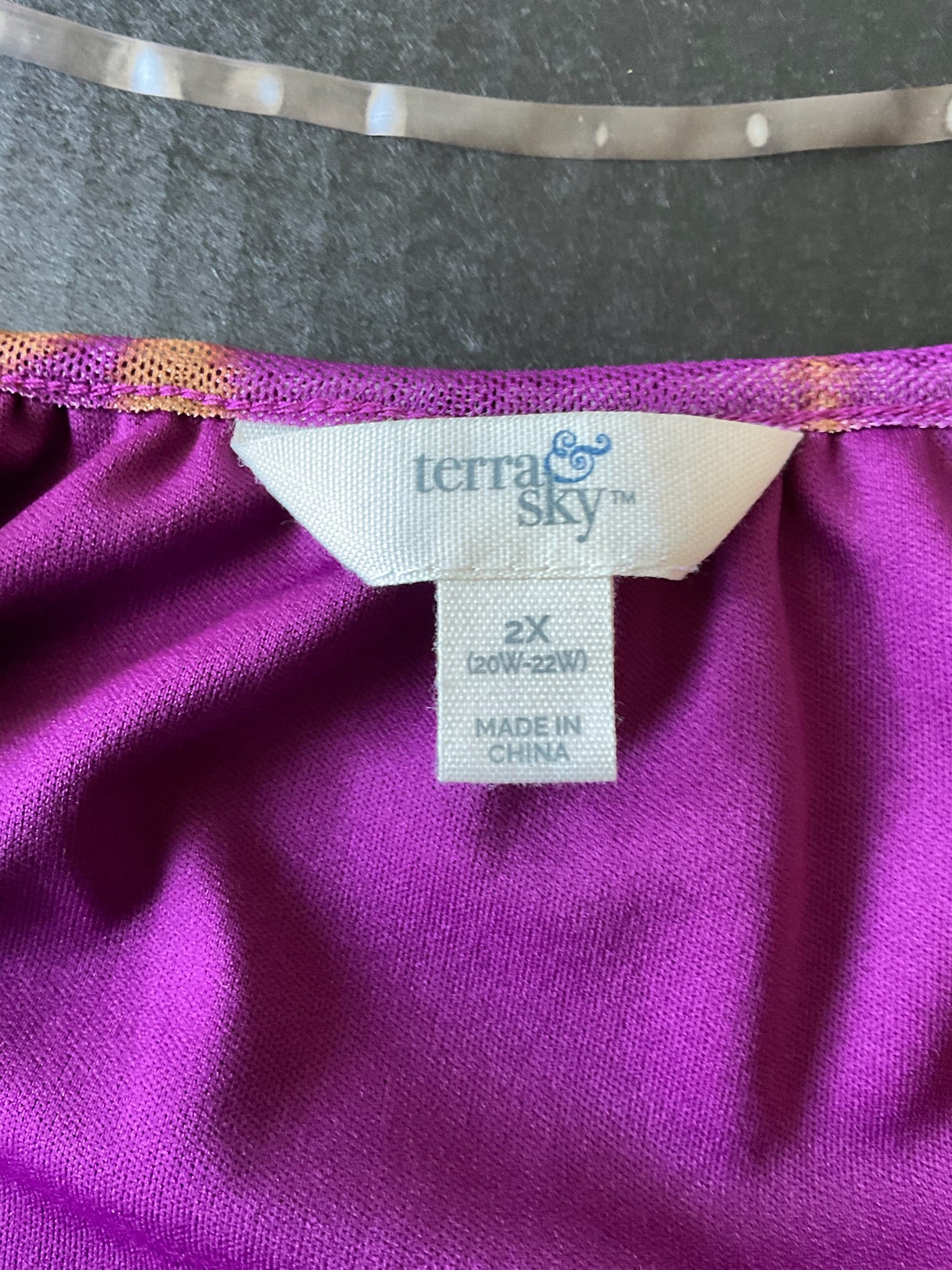 Terra & Sky Women’s Long Sleeve Mesh Floral Blouse. XX Large