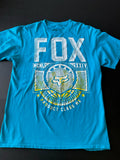 Fox Men's Short Sleeve Crew Printed T Shirt. Size Large. Blue, White Yellow.
