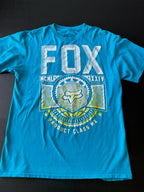 Fox Men's Short Sleeve Crew Printed T Shirt. Size Large. Blue, White Yellow.