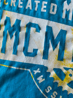 Fox Men's Short Sleeve Crew Printed T Shirt. Size Large. Blue, White Yellow.