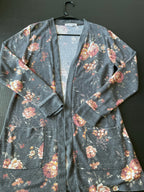Wallflower Women's  Long Sleeve Cardigan Floral Gray. Women's Size Large