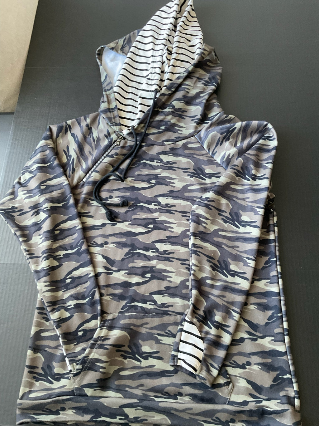 Michelle Mae Women's Camo Stripe Double Hood  Pullover  X-Large