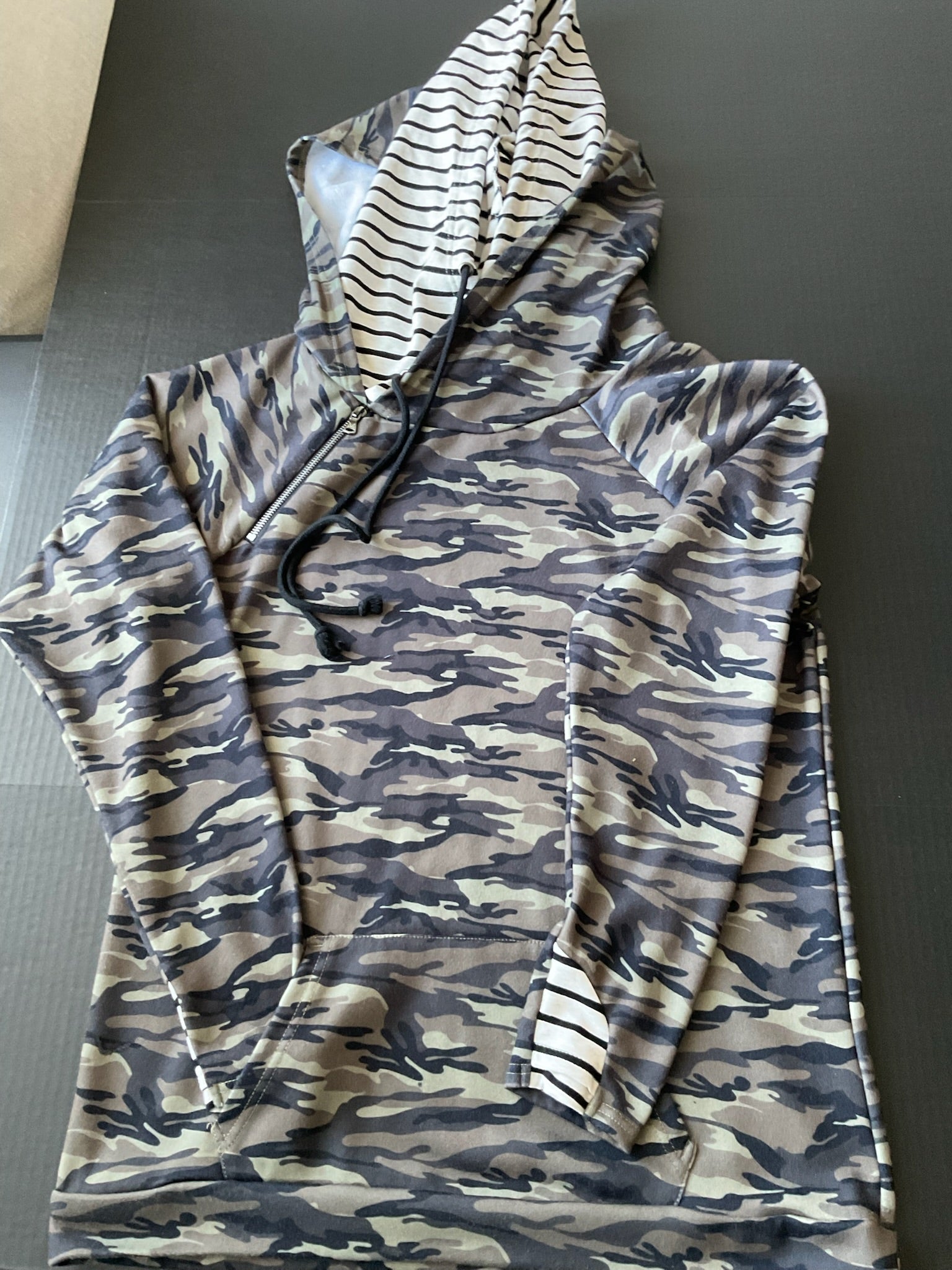 Michelle Mae Women's Camo Stripe Double Hood  Pullover  X-Large